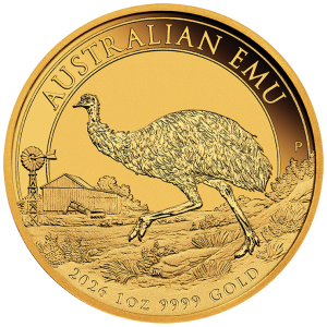 02-3928-Australian-Emu-2026-1oz-Gold-Bullion-Coin-straight-on-LR
