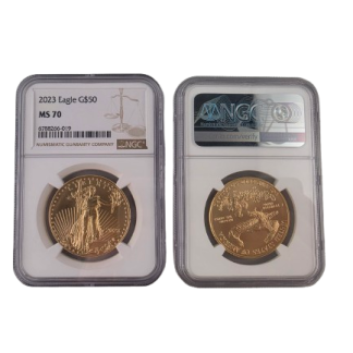 Amerykański Orzeł 1 uncja Złota w slabie NGC MS70