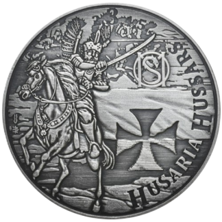Husaria 3 srebrna moneta 1 uncja Antique z logiem Smoczej Mennicy