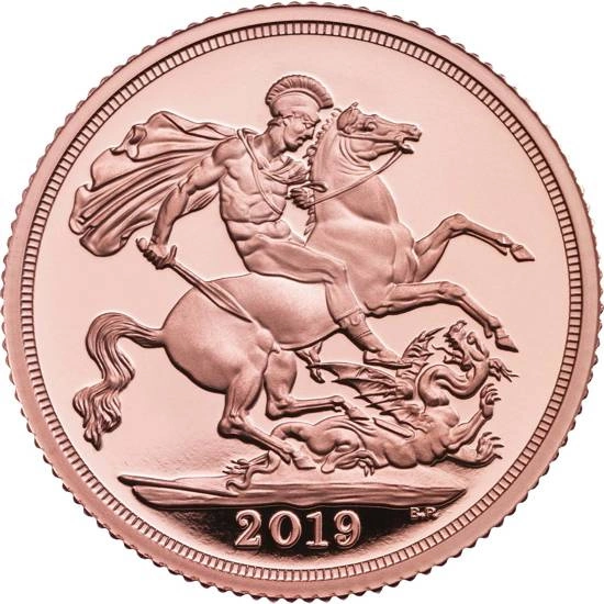 Brytyjski Suweren Złota moneta 7,32 gram - Królowa Elżbieta II 2019 w certipacku